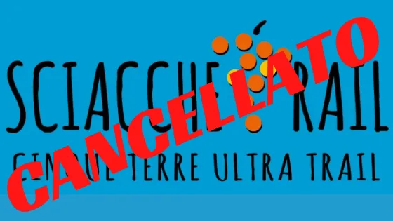 Logo dello Sciacchetrail con sovrimpessa la scritta "Cancellato"